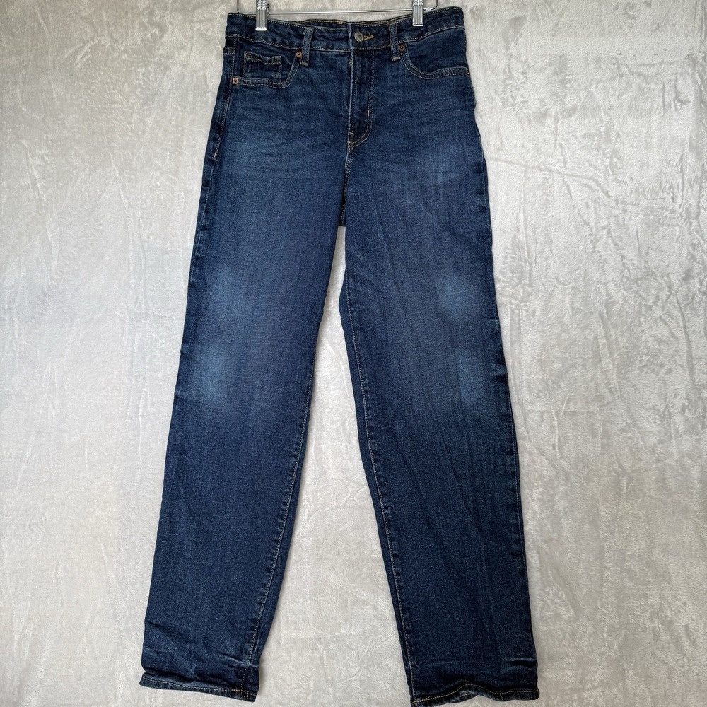 Old Navy WOW loose high rise‎ Wide Leg Jeans Womens 4 Blue Dark Wash Stretch